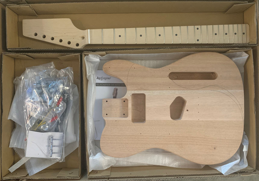 Inexpensive T-style guitar kit that will become the first Folk T ergonomic electric guitar